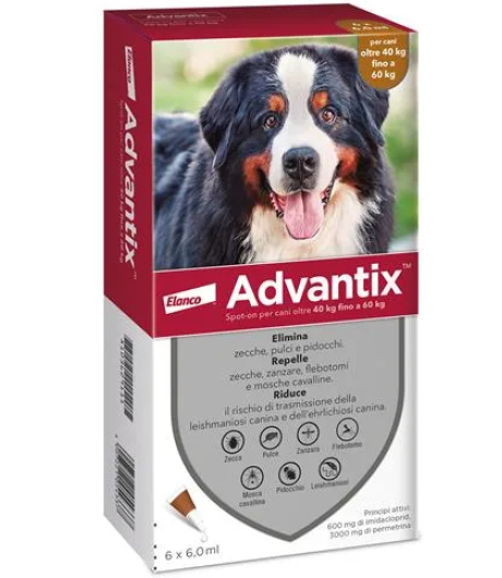 Advantix Spot-On antiparassitario per cani da 40 a 60 kg - 6 pipette