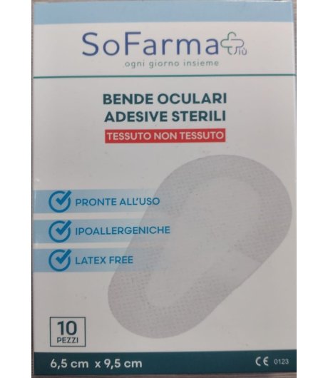 Bende oculari adesive sterili Tessuto non Tessuto 10 pz 6,5*9.5cm So.Farma+