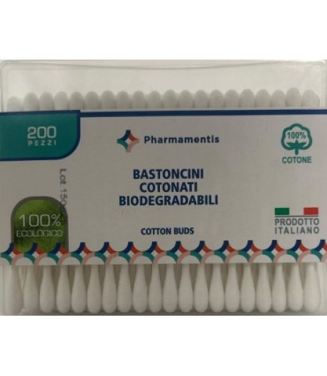 Pharmamentis 200 Bastoncini cotonati biodegradabili