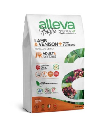 ALLEVA HOLISTIC CAT ADULT & STERILIZED LAMB & VENISON + HEMP & GINSENG KG 1,5