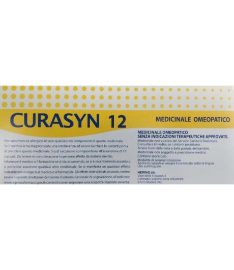 CURASYN 12 Medicinale Omeopatico 30 capsule Hering