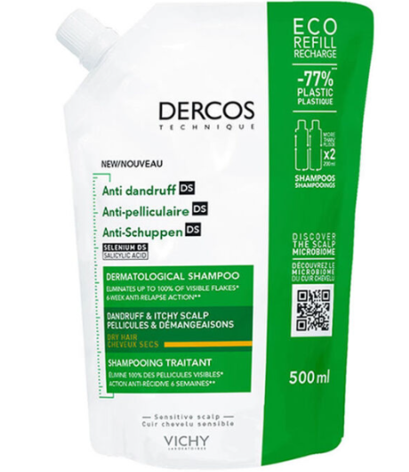 Dercos Ricarica Shampoo antiforfora per capelli secchi 500ml