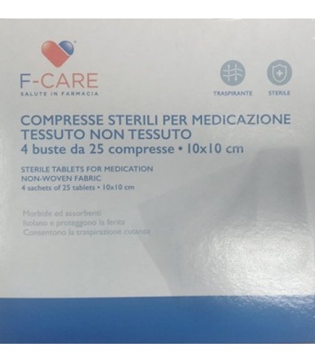 F-CARE 4 buste da 25 garze 10x10 cm tessuto non tessuto