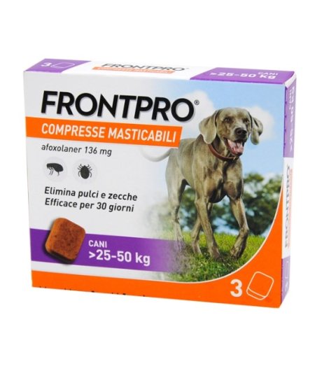 Frontpro Cani >25-50 Kg 3 Compresse Masticabili - Contro pulci e zecche