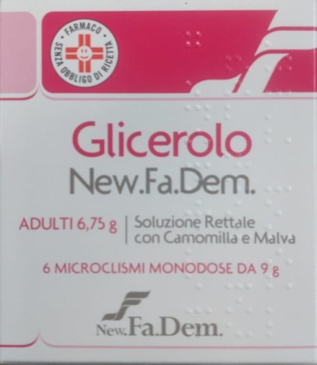 GLICEROLO 6 MICROCLISMI MONODOSE DA 9 GRAMMI SOLUZIONE RETTALE CON CAMOMILLA E MALVA