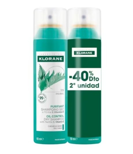 Klorane Duo Confezione Doppia Shampoo Secco Purificante all'Ortica e Vitamina E Klorane Duo Confezione Doppia Shampoo Secco Purificante all'Ortica e Vitamina E