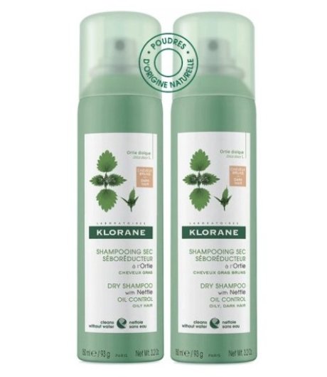 Klorane 2 Shampoo Secco Purificante all'Ortica e Vitamina E per capelli scuri 150ml+150ml Klorane 2 Shampoo Secco Purificante all'Ortica e Vitamina E per capelli scuri 150ml+150ml
