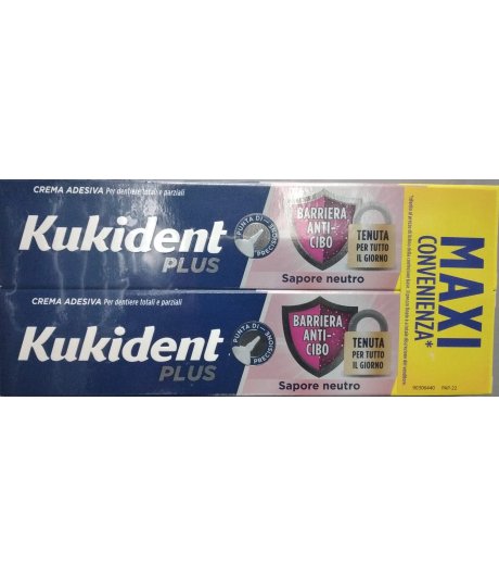 Kukident Plus Barriera Anti-cibo Sapore Neutro Confezione Bipacco 