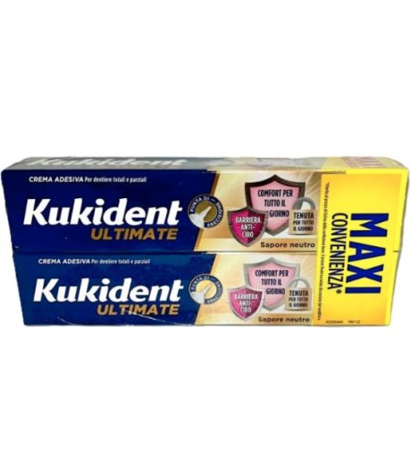 KUKIDENT ULTIMATE FRESCO Crema Adesiva per Dentiere Pacco Doppio
