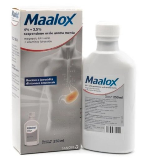 Maalox Sospensione Orale Aroma Menta 250ml 4%+3,5% Maalox Sospensione Orale Aroma Menta 250ml 4%+3,5%