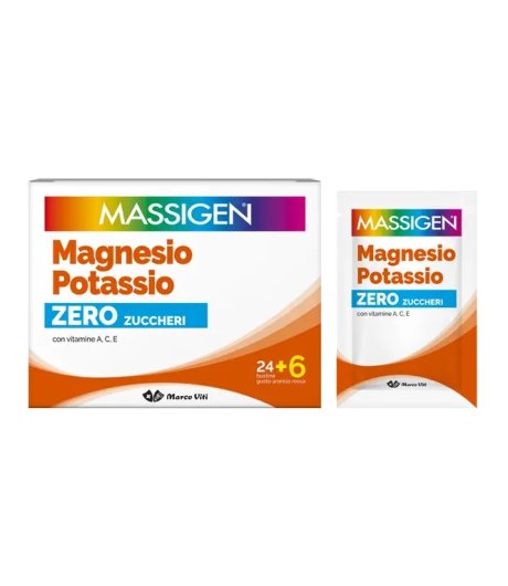 Massigen Magnesio e Potassio Zero Zuccheri Arancia Rossa 24+6 Bustine