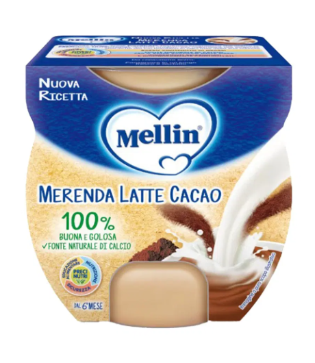 Mellin Merenda Latte al gusto Cacao 2x100 grammi