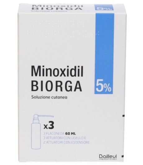 MINOXIDIL BIORGA 5% SOLUZIONE CUTANEA 3 flaconcini da 60 ml 