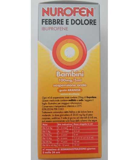 Nurofen Febbre e Dolore Ibuprofene per Bambini 100mg/5ml 