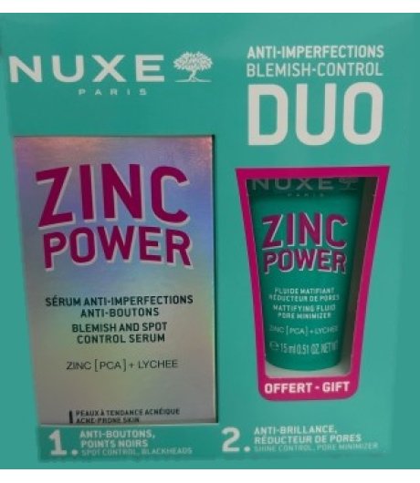 Nuxe zinc power siero anti-imperfezioni + fluido minimizzatore di pori