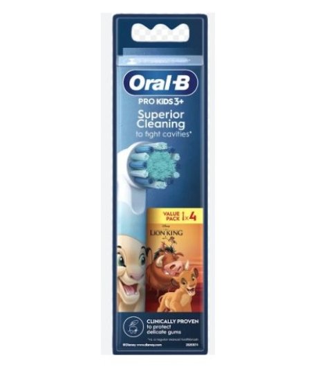 Oralb Power Kids Re Leone 4 testine di Ricambio per spazzolini elettrici