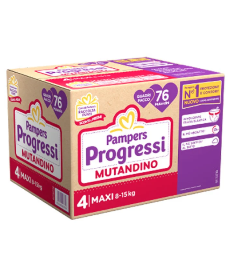 Pampers Progressi Mutandino Taglia 4 MAXI - 8-15kg Confezione da 76