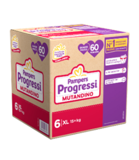 Pampers Progressi Mutandino Taglia 6 XL - 15+kg confezione da 60 pezzi