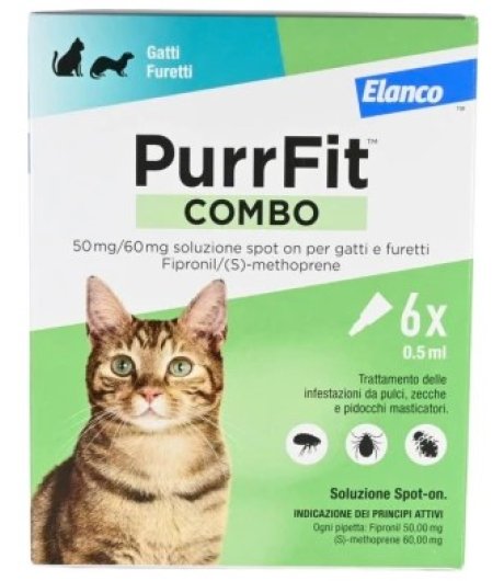 PURRFIT COMBO Antiparassitario per gatti e furetti 6 pipette