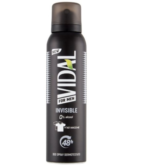 Vidal Deodorante Uomo Invisibile 0% Alcool No Macchie Spray 150ml