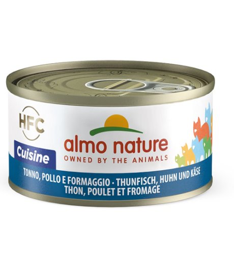 ALMO NATURE GATTO HFC CUISINE TONNO POLLO FORMAGGIO 70GR (lattina)