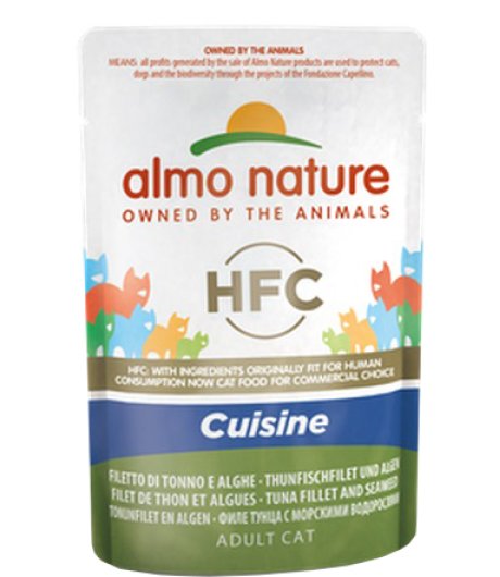 ALMO NATURE GATTO HFC CUISINE ADULT FILETTO TONNO ALGHE 55GR (bustina)
