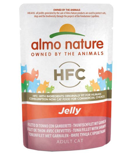 ALMO NATURE GATTO HFC JELLY ADULT TONNO GAMBERETTI 55GR (bustina)