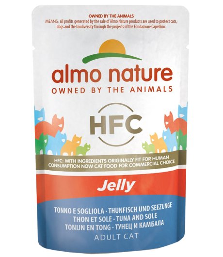 ALMO NATURE GATTO HFC JELLY ADULT TONNO SOGLIOLA 55GR (bustina)