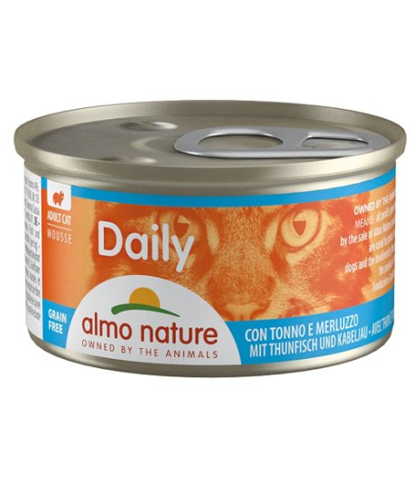 ALMO NATURE GATTO DAILY GRAIN FREE MOUSSE ADULT TONNO MERLUZZO 85GR (lattina)