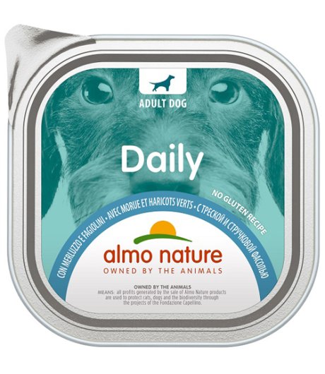 ALMO NATURE CANE DAILY ADULT MERLUZZO FAGIOLINI 300GR (vaschetta)