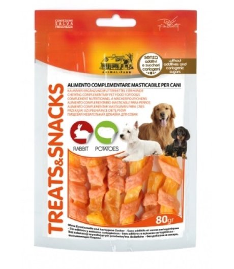 CAMON CANE SNACK TREATS STRIPS CONIGLIO PATATE 80GR CAMON CANE SNACK TREATS STRIPS CONIGLIO PATATE 80GR