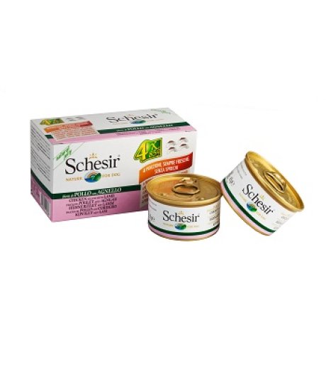 SCHESIR CANE JELLY POLLO AGNELLO 4x85GR (lattina) MULTIPACK SCHESIR CANE JELLY POLLO AGNELLO 4x85GR (lattina) MULTIPACK