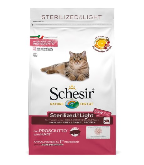 SCHESIR GATTO STERILIZED LIGHT LOW FAT PROSCIUTTO 400GR SCHESIR GATTO STERILIZED LIGHT LOW FAT PROSCIUTTO 400GR