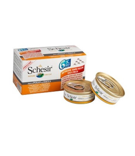 SCHESIR GATTO BRODO DI COTTURA POLLO ZUCCA 6x50GR (lattina) MULTIPACK