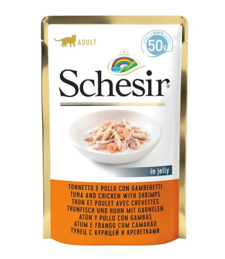 SCHESIR GATTO FILETTI JELLY POLLO GAMBERETTI 50GR (bustina)