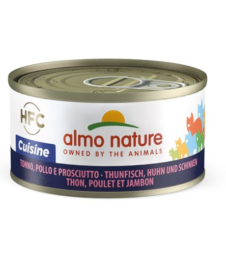 ALMO NATURE GATTO HFC CUISINE TONNO POLLO PROSCIUTTO 70GR (lattina)