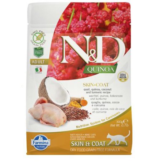 FARMINA N&D QUINOA GATTO SKIN & COAT ADULT QUAGLIA 300GR