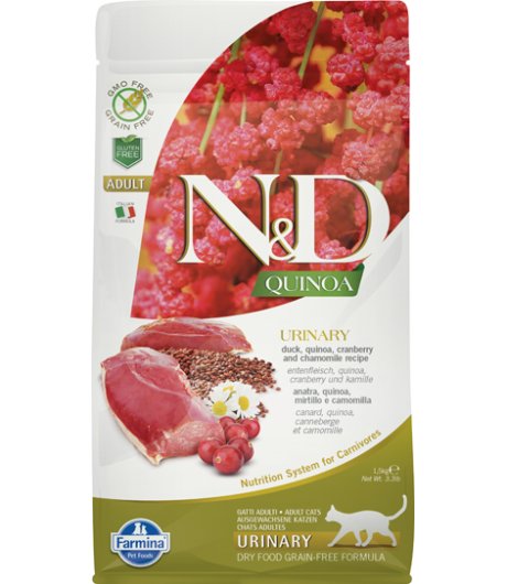 FARMINA N&D QUINOA GATTO URINARY ADULT ANATRA MIRTILLO CAMOMILLA 1,5KG