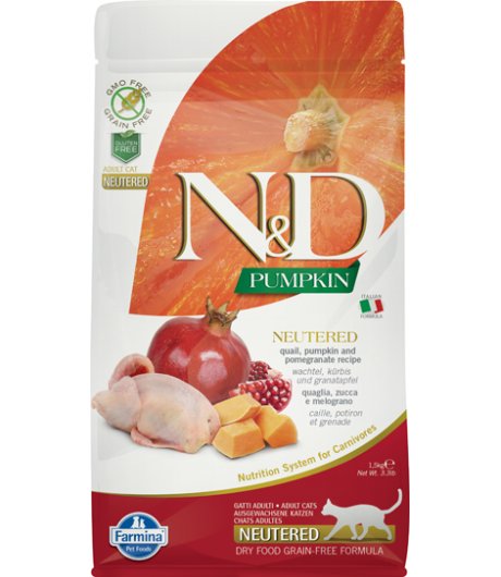 FARMINA N&D PUMPKIN GATTO NEUTERED ADULT QUAGLIA ZUCCA MELOGRANO 1,5KG