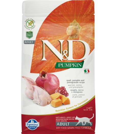 FARMINA N&D PUMPKIN GATTO ADULT QUAGLIA ZUCCA MELOGRANO 1,5KG