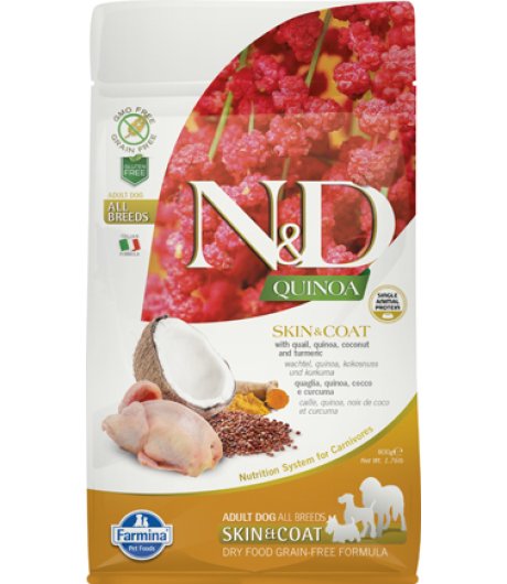 FARMINA N&D QUINOA CANE SKIN & COAT ALL BREEDS MINI QUAGLIA 800GR