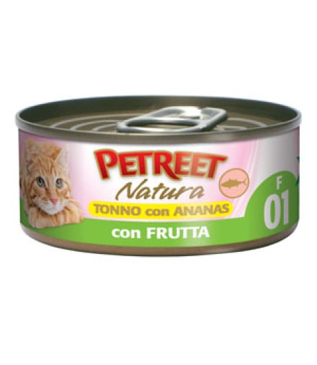 PETREET GATTO NATURA F01 FRUTTA TONNO ANANAS 70GR (lattina)