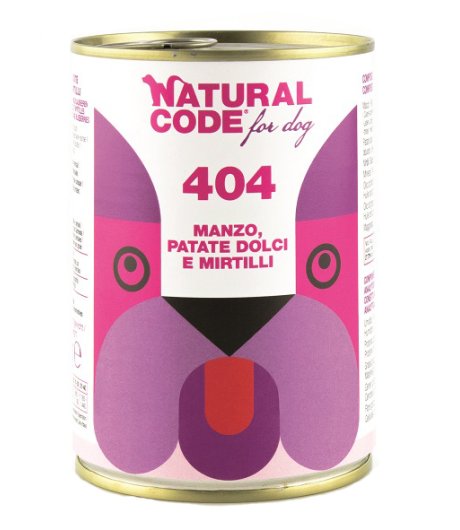 NATURAL CODE CANE 404 MANZO PATATE MIRTILLO 400GR (lattina)