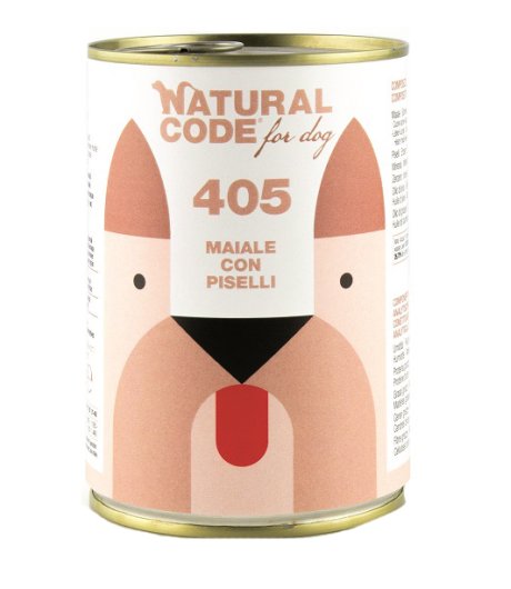NATURAL CODE CANE 405 MAIALE PISELLI 400GR (lattina)