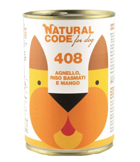 NATURAL CODE CANE 408 AGNELLO RISO BASMATI MANGO 400GR (lattina)