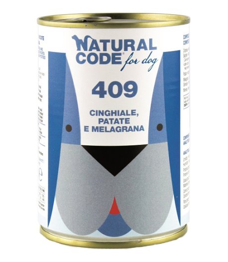 NATURAL CODE CANE 409 CINGHIALE PATATE MELOGRANO 400GR (lattina)