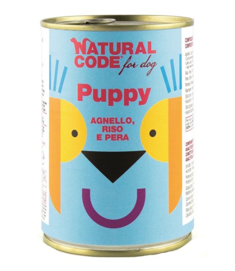 NATURAL CODE CANE PUPPY 02 AGNELLO RISO PERA 400GR (lattina)
