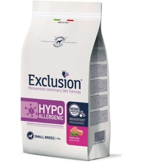 EXCLUSION CANE DIET HYPOALLERGENIC SMALL BREED ADULT MAIALE PISELLI 800GR EXCLUSION CANE DIET HYPOALLERGENIC SMALL BREED ADULT MAIALE PISELLI 800GR