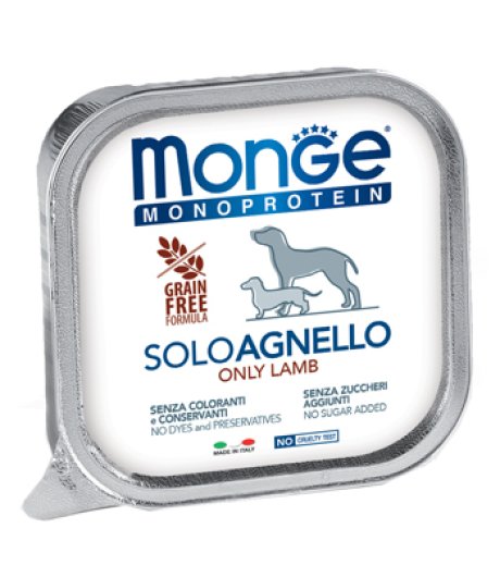 MONGE CANE MONOPROTEICO SOLO AGNELLO 150GR (vaschetta)