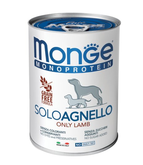MONGE CANE MONOPROTEICO SOLO AGNELLO 400GR (lattina)